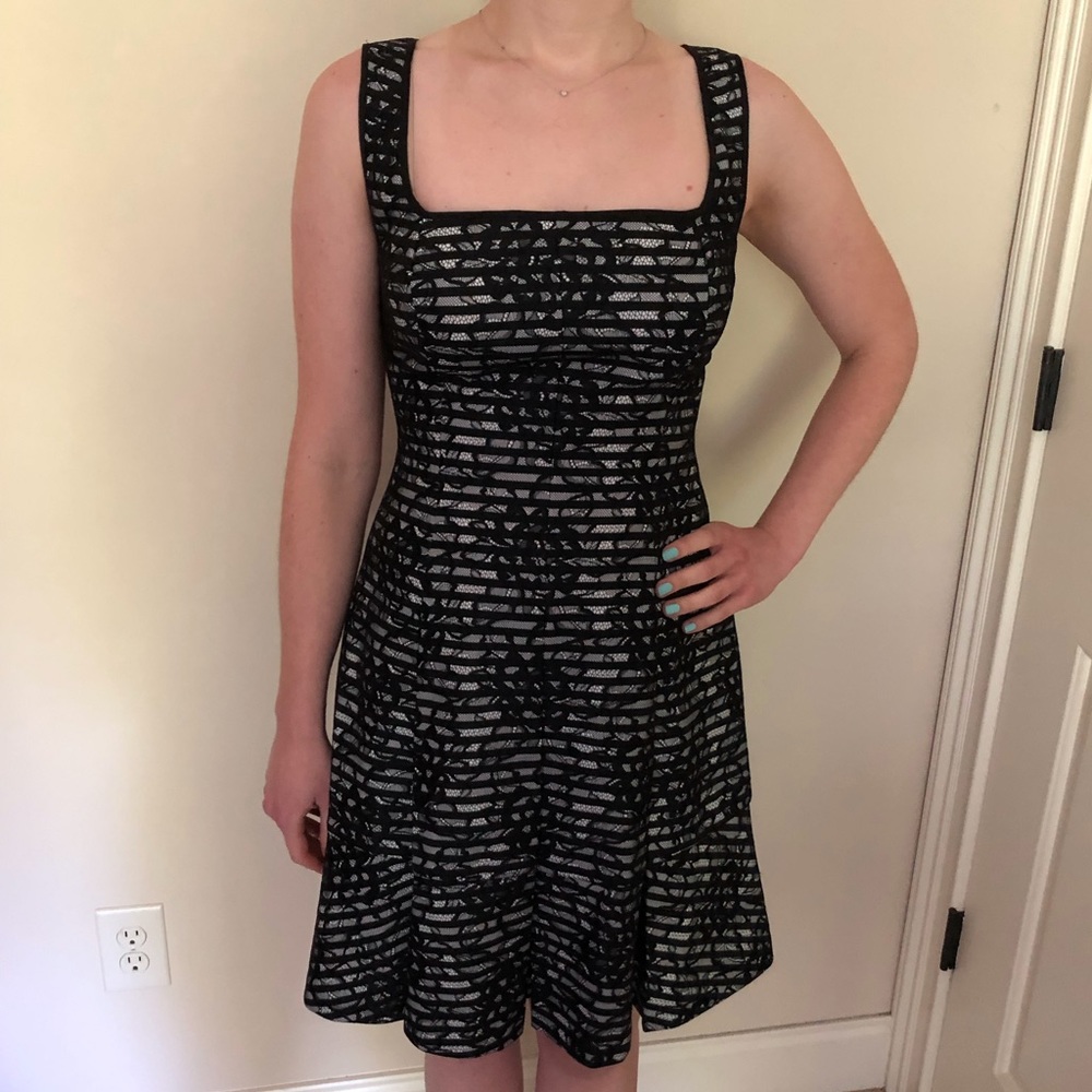 Banana Republic striped lace fit  and flare dress